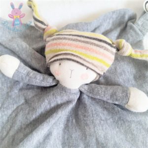 Doudou plat Poupée gris jaune Les Petits dodos MOULIN ROTY