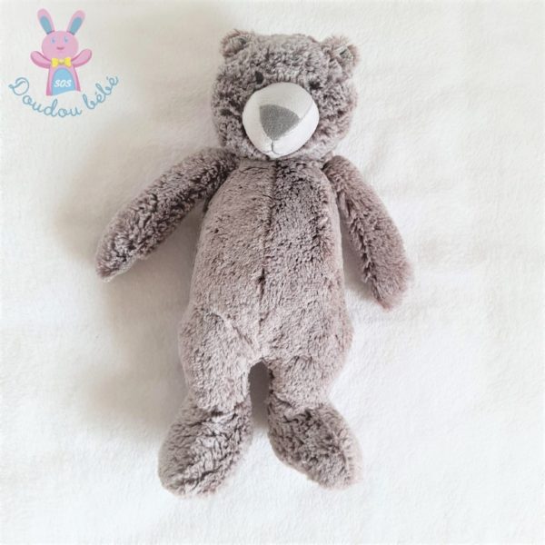 Doudou Ours Clovis gris marron chiné 32 cm MOULIN ROTY