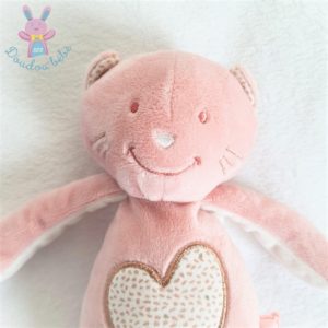 Doudou Chat Minouchka rose coeur 28 cm NOUKIE’S