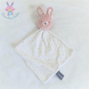 Doudou plat Lapin blanc rose à pois ORCHESTRA