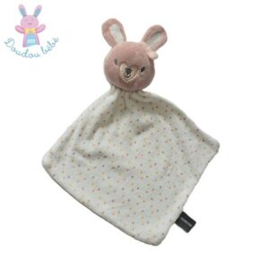 Doudou plat Lapin blanc rose à pois ORCHESTRA