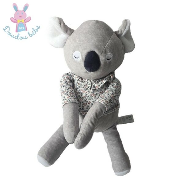 Doudou Koala gris blanc t-shirt fleurs OBAIBI OKAIDI