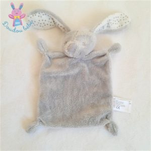 Doudou plat Lapin gris blanc et étoiles VERTBAUDET