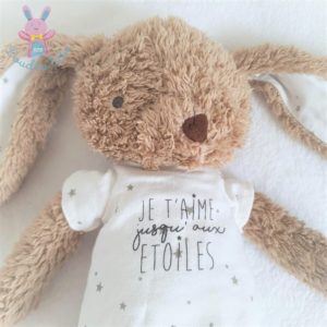 Doudou Lapin beige Je t’aime jusqu’aux étoiles TAO TAPE A L’OEIL