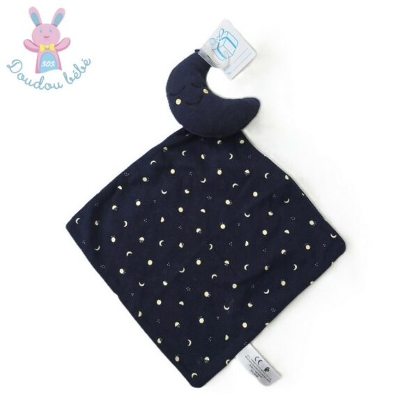 Doudou plat Lune bleu marine mouchoir lunes jaune SIMBA KIABI
