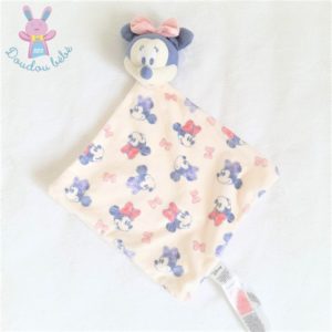 Doudou plat Souris Minnie blanc gris rose têtes DISNEY PRIMARK