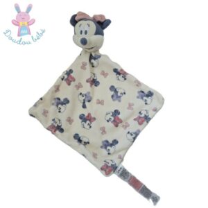 Doudou plat Souris Minnie blanc gris rose têtes DISNEY PRIMARK