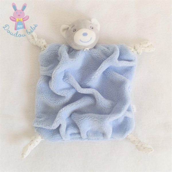 Doudou plat Ours plume gris et bleu KALOO