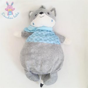 Doudou Renard range pyjama bleu gris blanc POMMETTE