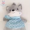 Doudou Renard range pyjama bleu gris blanc POMMETTE