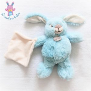 Doudou Lapin fourrure menthe mouchoir blanc BABY NAT