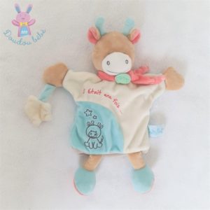 Doudou marionnette Girafe bleu blanc “il était une fois” BABY NAT