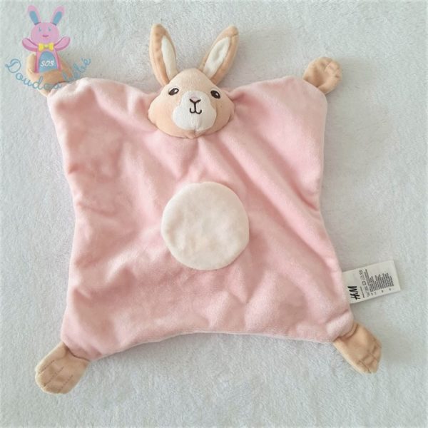 Doudou plat Lapin rose pâle beige blanc tout doux H&M