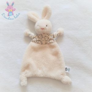 Doudou plat Lapin beige fleurs mauve JELLYCAT