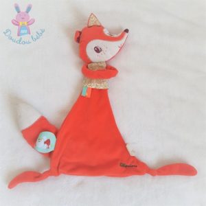 Doudou plat Alice la renarde renard orange et blanc LILLIPUTIENS