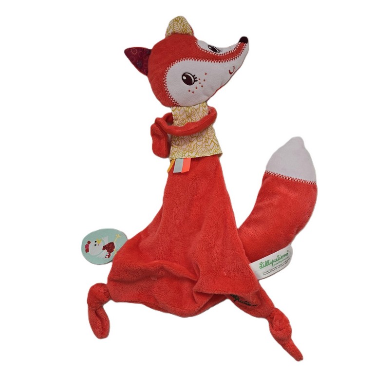 Doudou plat Alice la renarde renard orange et blanc LILLIPUTIENS