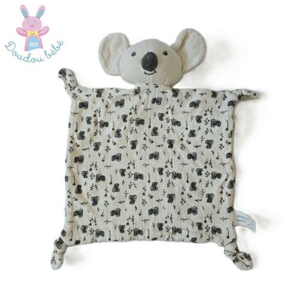 Doudou plat Koala lange écru beige gris DREAMBEE