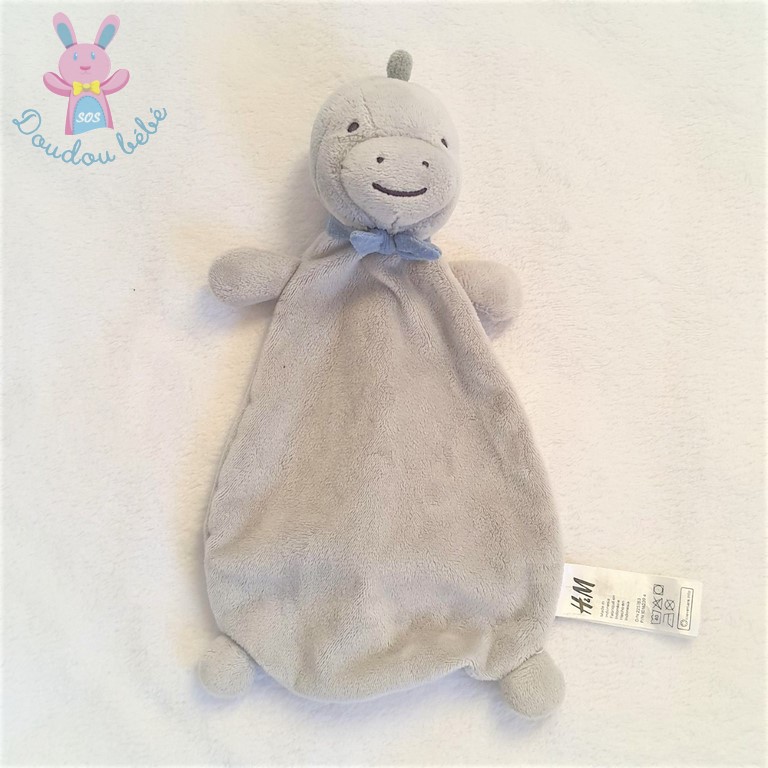 Doudou plat Dinosaure Dragon gris écharpe bleu H&M