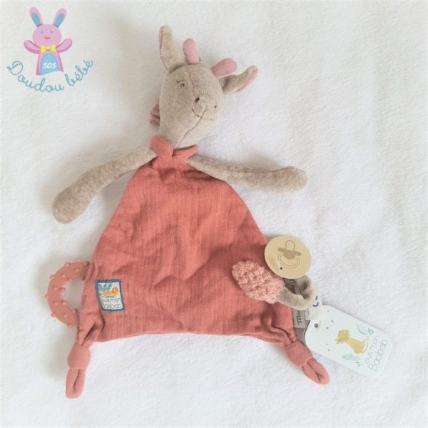 Doudou plat Girafe rose "Sous mon Baobab" MOULIN ROTY