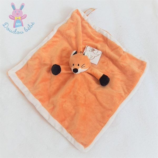 Doudou plat Renard orange blanc noir DIINGLISAR