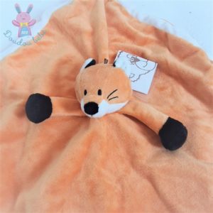 Doudou plat Renard orange blanc noir DIINGLISAR