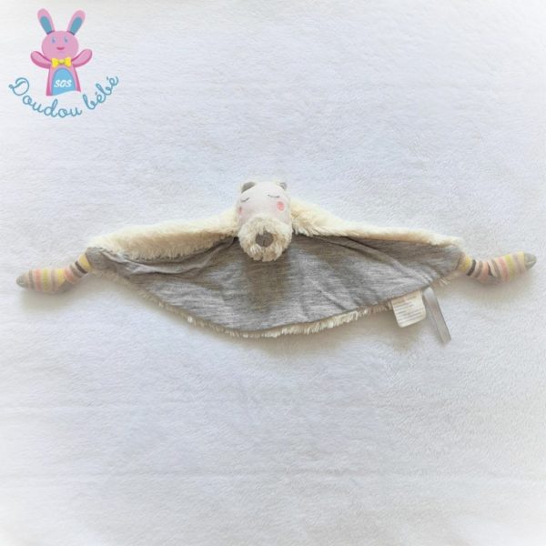 Doudou plat Chien Oko blanc gris Les petits dodos MOULIN ROTY