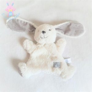 Doudou Lapin marionnette fourrure blanc gris « love » SIMBA KIABI