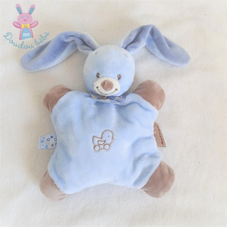 Doudou Lapin Alex & Bibou grelot bleu marron NATTOU