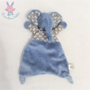 Doudou plat éléphant bleu blanc JELLYCAT