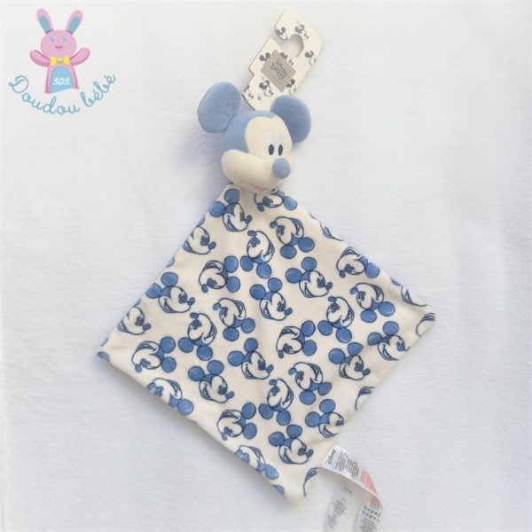 Doudou plat Souris Mickey bleu blanc têtes DISNEY PRIMARK