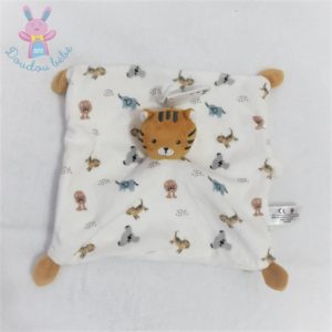 Doudou plat Tigre orange blanc animaux sauvages SIMBA KIABI