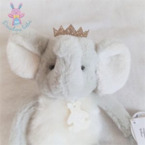 Doudou éléphant Elfy gris blanc argenté 25 cm HISTOIRE D’OURS