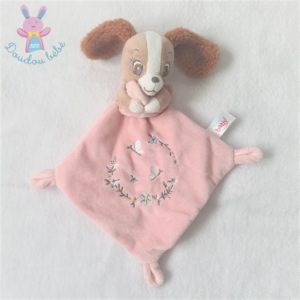 Doudou plat Chien Belle et le Clochard rose fleurs DISNEY BABY