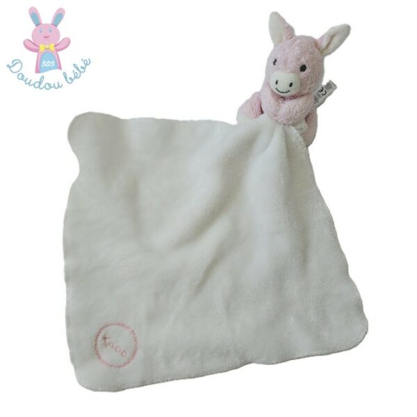 Doudou Ane Régliss rose mouchoir blanc KALOO