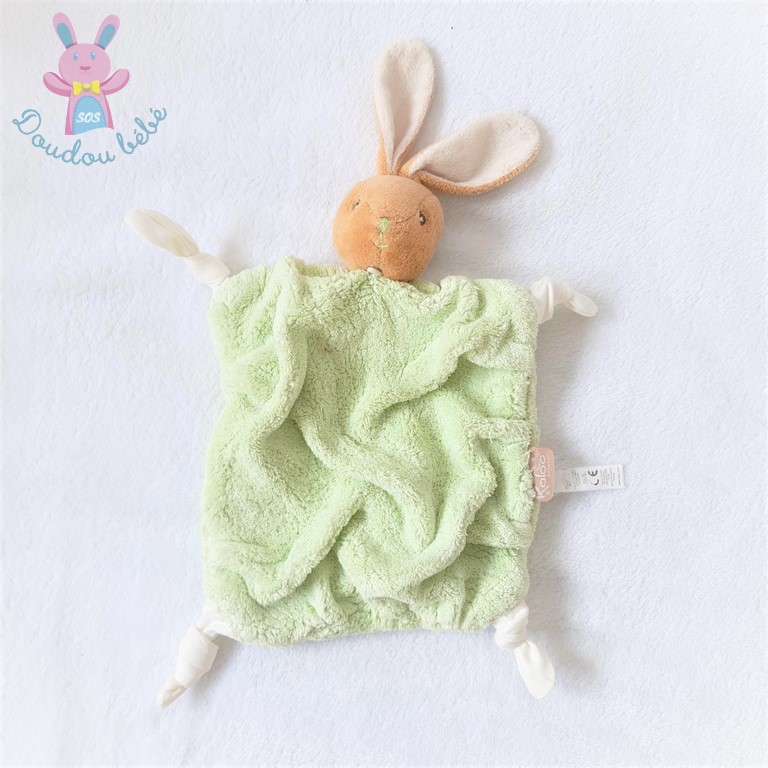 Doudou plat Lapin plume vert KALOO