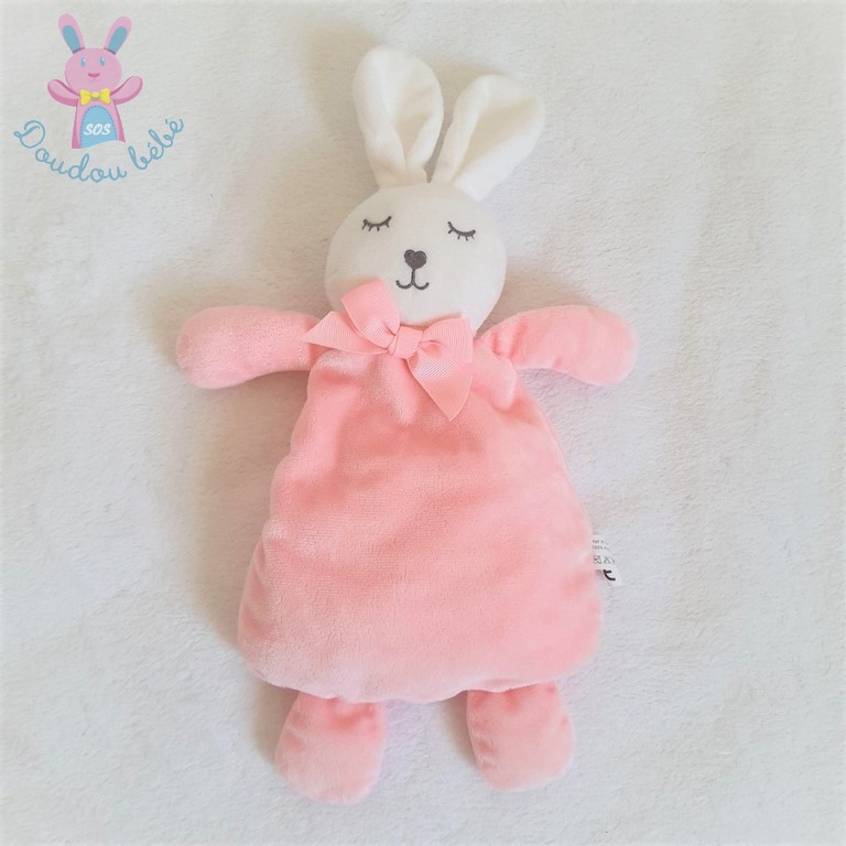 Doudou Lapin rose blanc avec nœud ESPA INTERCOMMERCE