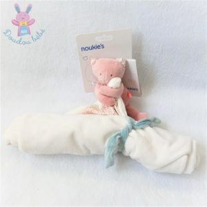 Doudou Chat Minouchka rose couverture blanc rose NOUKIE’S