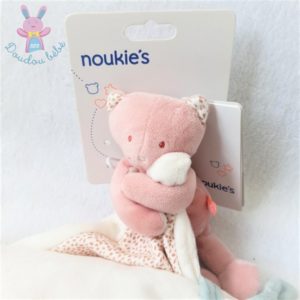 Doudou Chat Minouchka rose couverture blanc rose NOUKIE’S