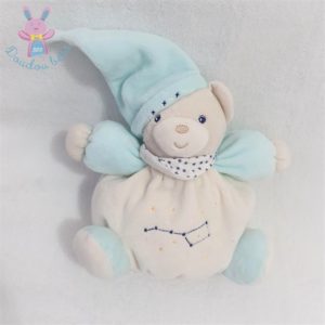 Doudou Ours boule “Petite étoile” blanc bleu bonnet KALOO