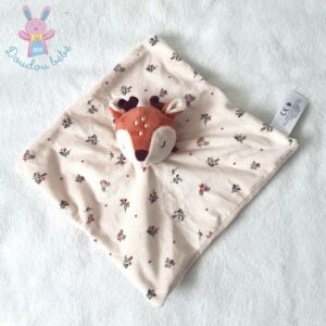 Doudou plat Biche Cerf blanc beige marron fleurs SIMBA TOYS