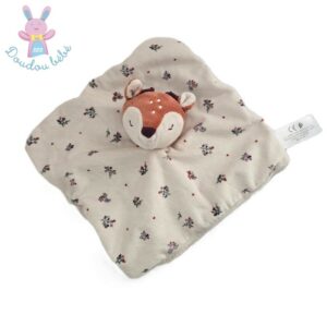Doudou plat Biche Cerf blanc beige marron fleurs SIMBA TOYS