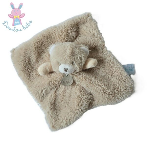 Doudou plat Ours Pap'ours miel tout doux beige blanc BABY NAT