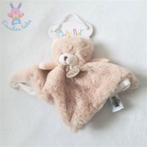 Doudou plat Ours Pap’ours miel tout doux beige blanc BABY NAT