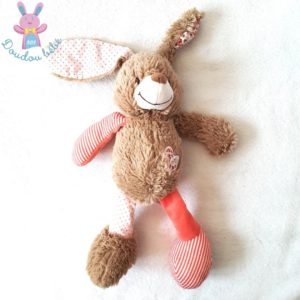 Doudou Lapin beige blanc rose cœur fleurs TAPE A L’OEIL TAO