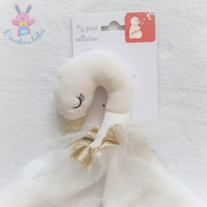 Doudou plat Cygne blanc doré or tulle ORCHESTRA