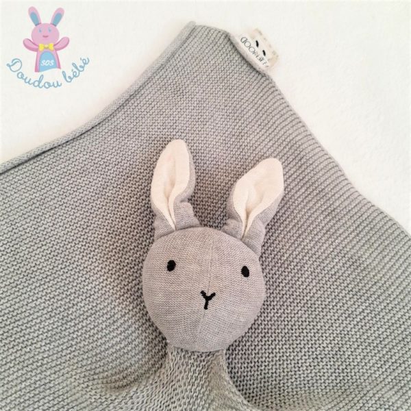 Doudou plat Lapin gris Milo coton biologique LIEWOOD