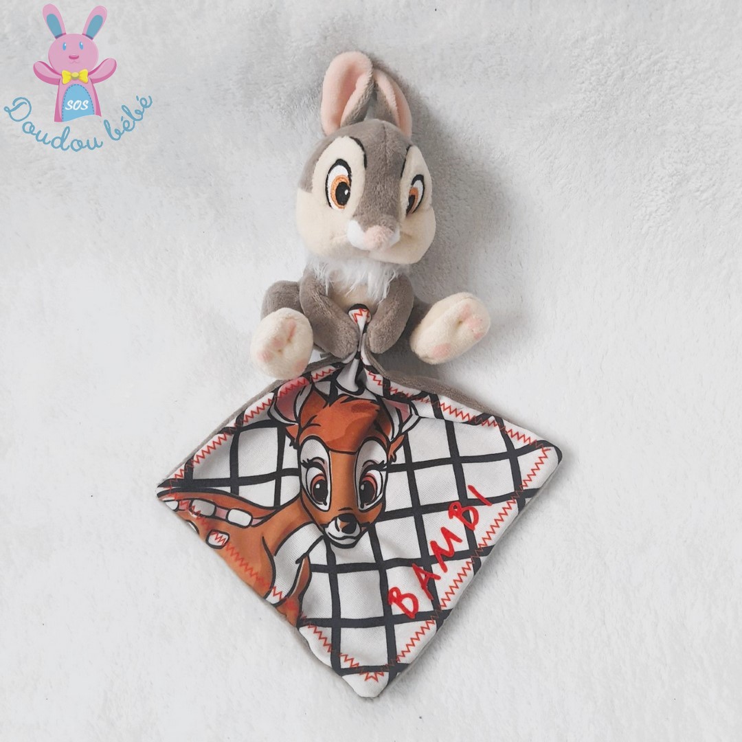 Doudou Lapin Panpan gris mouchoir Faon Bambi marron DISNEY