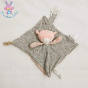 Doudou plat Chat Moon gris rose Les Petits Dodos MOULIN ROTY