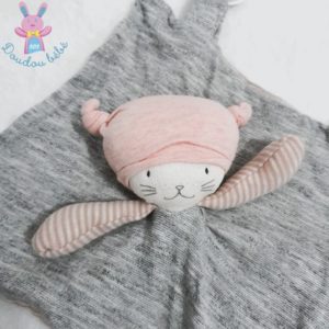 Doudou plat Chat Moon gris rose Les Petits Dodos MOULIN ROTY