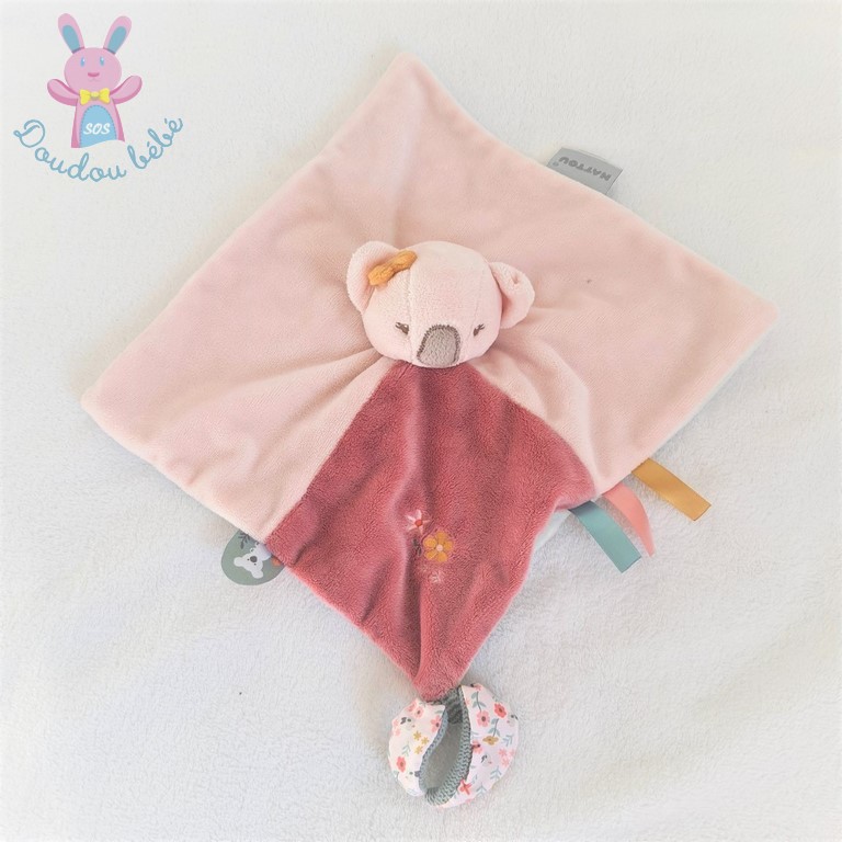 Doudou plat Koala Iris & Lali rose fleurs NATTOU